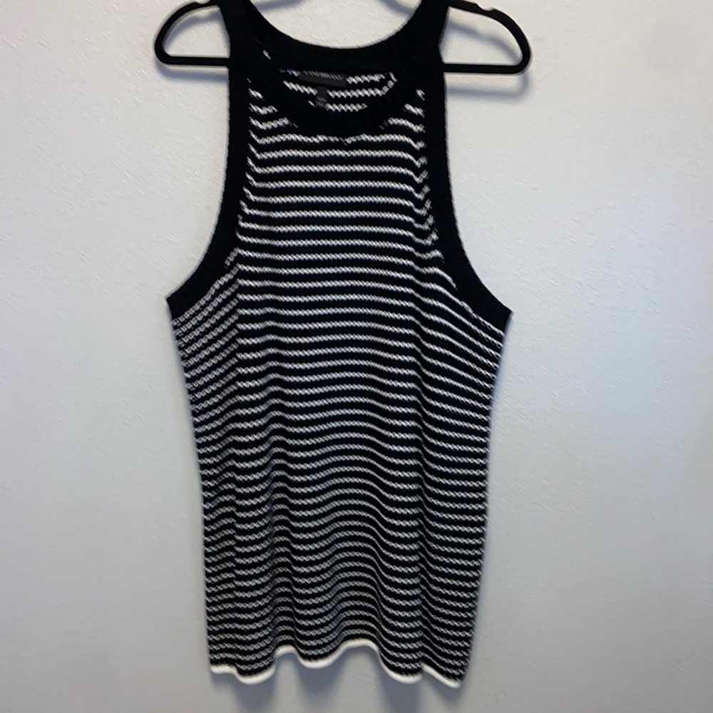 Lane Bryant Plus Size Black White Knit Racerback High Neckline Tank Sweater 3038